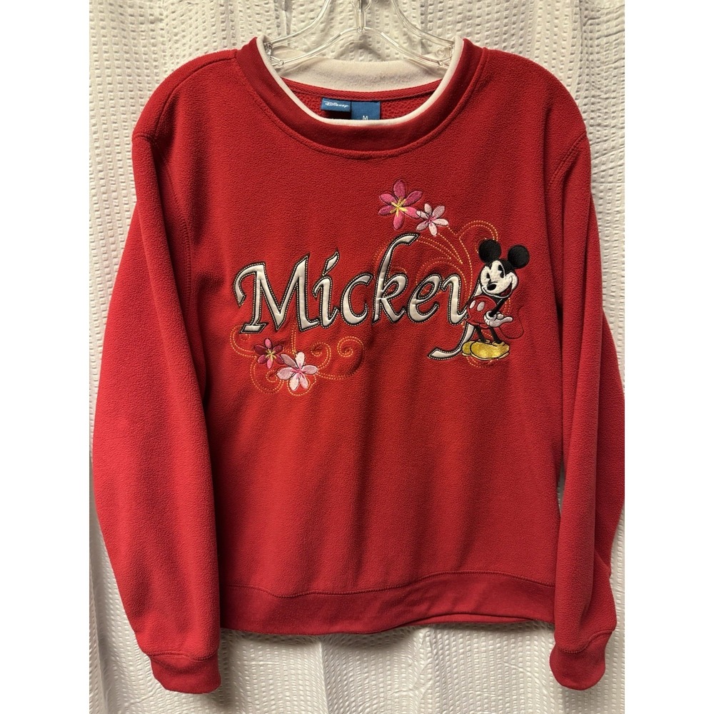 Vintage Disney Brand Women's Red‎ Size M Mickey Embroidered Applique Sweatshirt